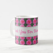 Danke, dass du mein Lehrer Pink Rose Pattern bist Kaffeetasse (Vorderseite Links)