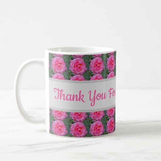 Danke, dass du mein Lehrer Pink Rose Pattern bist Kaffeetasse (Links)