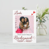 Danke, dass du mein Vorschlag für Bridesmaid bist Dankeskarte (Stehend Vorderseite)