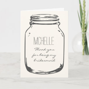 Danke, dass du meine Brautjungfer bist mason jar K Dankeskarte