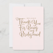 Danke, dass du meine Bridesmaid Typografie Pink bi Dankeskarte (Vorderseite)