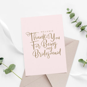 Danke, dass du meine Bridesmaid Typografie Pink bi Dankeskarte