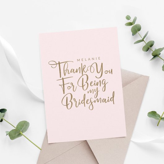 Danke, dass du meine Bridesmaid Typografie Pink bi Dankeskarte