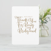 Danke, dass du meine Bridesmaid Typografie White b Dankeskarte (Stehend Vorderseite)