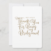 Danke, dass du meine Bridesmaid Typografie White b Dankeskarte (Vorderseite)