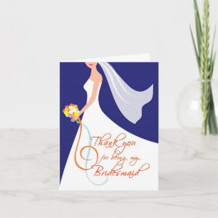 Danke, dass du meine Bridesmaid warst - Navy Blue Dankeskarte