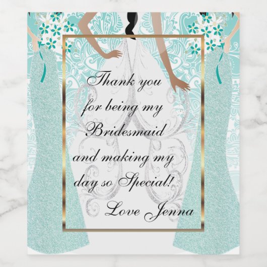 Danke, dass du meine Bridesmaid warst Weinetikett (Einzelnes Label)