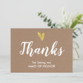 Danke, dass du meine Trauzeugin-Karte bist | Kraft Dankeskarte (Stehend Vorderseite)