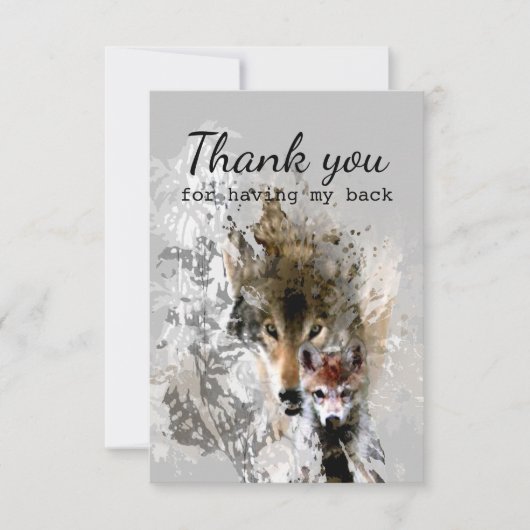 Danke, dass du meinen Rücken Wolf und Cube hast Dankeskarte (Vorderseite)