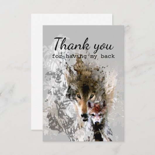 Danke, dass du meinen Rücken Wolf und Cube hast Dankeskarte (Vorne/Hinten)