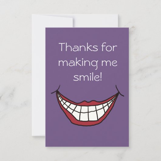 Danke, dass du mir ein Lächeln auf lila Lippen gem Dankeskarte (Vorderseite)