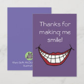 Danke, dass du mir ein Lächeln auf lila Lippen gem Dankeskarte (Vorne/Hinten)