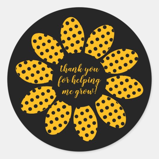 Danke, dass du mir geholfen hast, schwarze Blume z Runder Aufkleber (Vorderseite)
