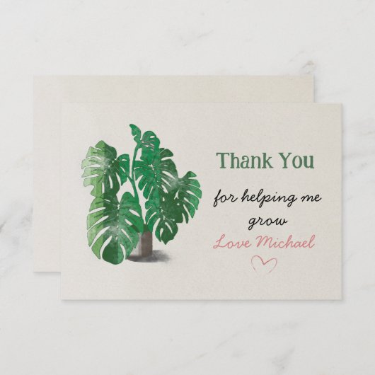 Danke, dass du mir geholfen hast, Wasserfarben-Pfl Dankeskarte (Vorne/Hinten)