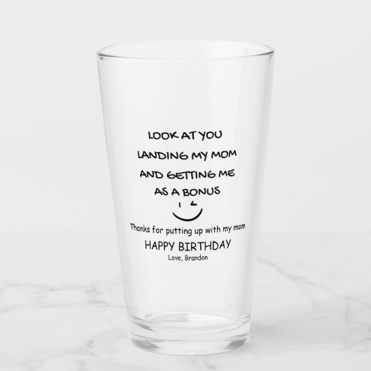 Danke, dass du mit meinem Mama-Stiefvater gewechse Glas (Vorderseite)