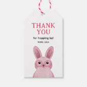 Danke, dass du mit rosa Hase vorbeigekommen bist Geschenkanhänger (Vorderseite)