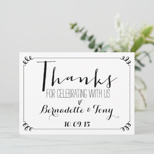 Danke, dass du mit uns gefeiert hast! Hochzeit Dan Einladung (Stehend Vorderseite)