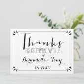 Danke, dass du mit uns gefeiert hast! Hochzeit Dan Einladung (Stehend Vorderseite)