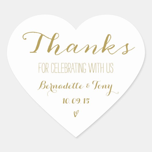 Danke, dass du mit uns gefeiert hast! Hochzeit Dan Herz-Aufkleber (Vorderseite)