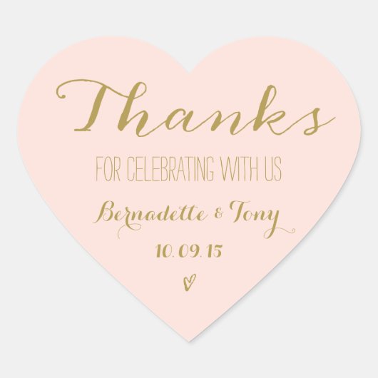 Danke, dass du mit uns gefeiert hast! Hochzeit Dan Herz-Aufkleber (Vorderseite)