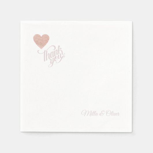 Danke, dass du Pinkish Liebe Heart Wedding Serviette (Vorderseite)