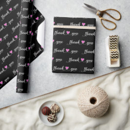 Danke, dass du rosa Herzen auf schwarz hast Geschenkpapier