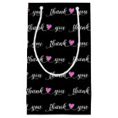 Danke, dass du rosa Herzen auf schwarz hast Kleine Geschenktüte (Vorderseite)
