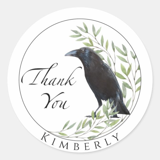 Danke, dass du Sticker für Crow Bird Blume Sticker (Vorderseite)