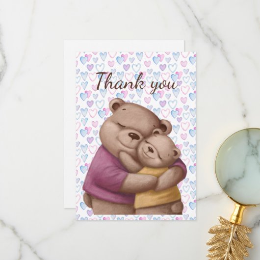 Danke, dass du Teddy Bears umarmst Dankeskarte (Vorderseite/Rückseite Beispiel)