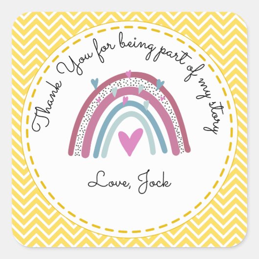 Danke, dass du Teil meines Geschichtenlehrers bist Quadratischer Aufkleber (Vorderseite)