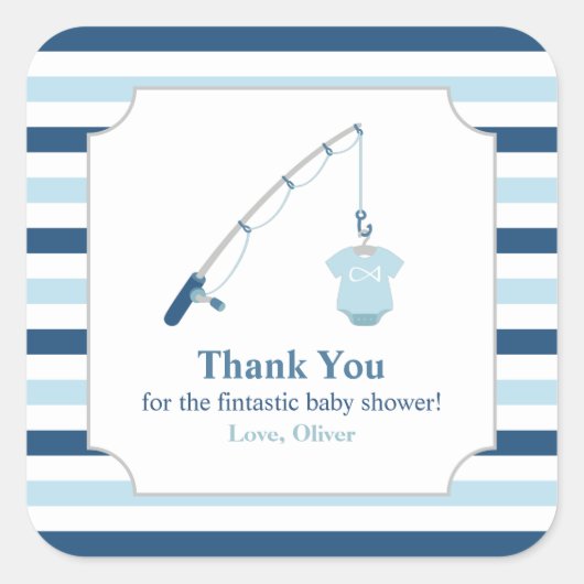 Danke, dass du Themed Baby Dusche geangelt hast Quadratischer Aufkleber (Vorderseite)