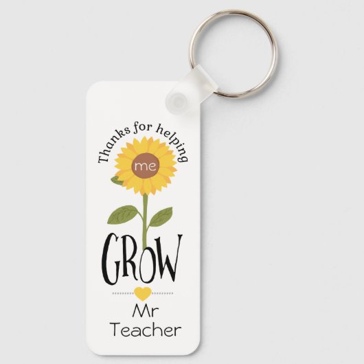 Danke, dass du uns geholfen hast, Lehrersonnenblum Schlüsselanhänger (Rückseite)
