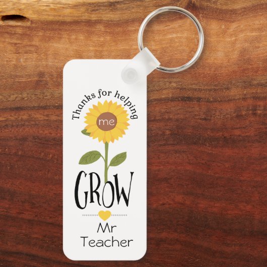 Danke, dass du uns geholfen hast, Lehrersonnenblum Schlüsselanhänger (Rückseite)