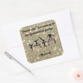 "Danke", dass du zu meinem Gymnastik-Party gekomme Quadratischer Aufkleber (Umschlag)