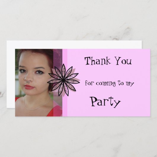 Danke, dass du zu meinem Party Foto Card gekommen Dankeskarte (Vorne/Hinten)
