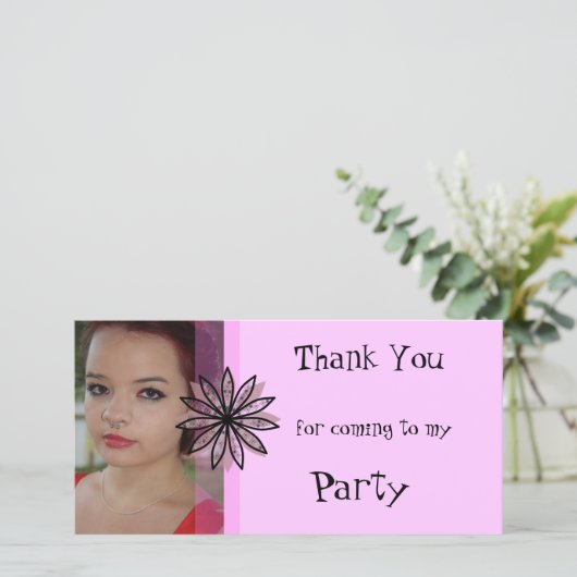 Danke, dass du zu meinem Party Foto Card gekommen Dankeskarte (Stehend Vorderseite)