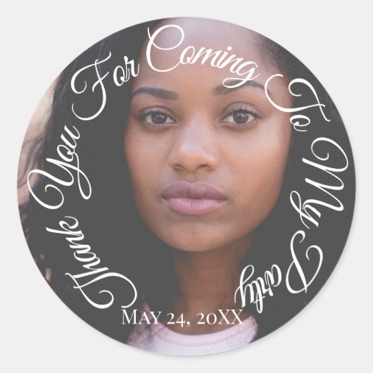 Danke, dass du zu meinem Party Foto Graduate gekom Runder Aufkleber (Vorderseite)