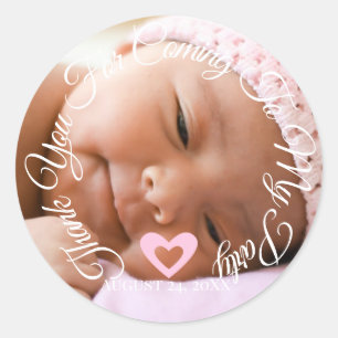 Danke, dass du zu meiner Babyparty Girl Heart geko Runder Aufkleber