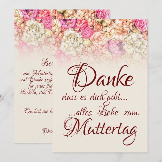 Danke, dass es dich gibt - Muttertag (Vorne/Hinten)