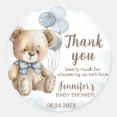 Danke, dass ihr Ballon Babydusche rund Aufkleber g (Vorderseite)