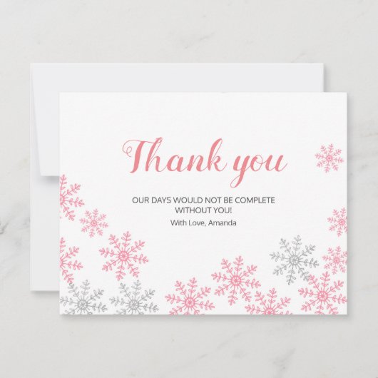 Danke, dass ihr die Karte Pink Silver Winter Schne (Vorderseite)