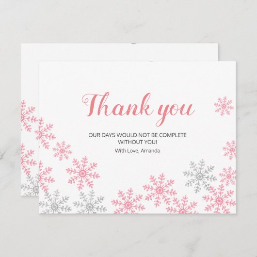 Danke, dass ihr die Karte Pink Silver Winter Schne (Vorne/Hinten)