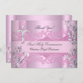 Danke, dass ihr Girl First Holy Communion Lace Pin Dankeskarte (Vorne/Hinten)