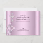 Danke, dass ihr Girl First Holy Communion Lace Pin Dankeskarte (Rückseite)