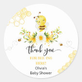 Danke, dass ihr hier Bee baby Dusche seid Runder Aufkleber (Vorderseite)