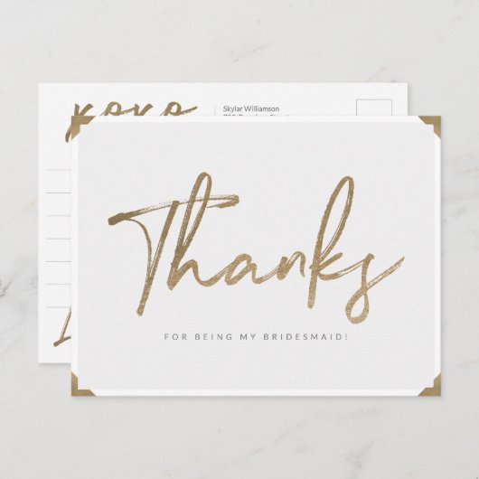Danke, dass ihr mein Bridesmaid Gold Script seid Postkarte (Vorne/Hinten)