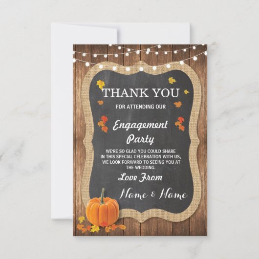 Danke, dass Sie Card Verlobung Wedding Pumpkin Cha Einladung (Vorderseite)