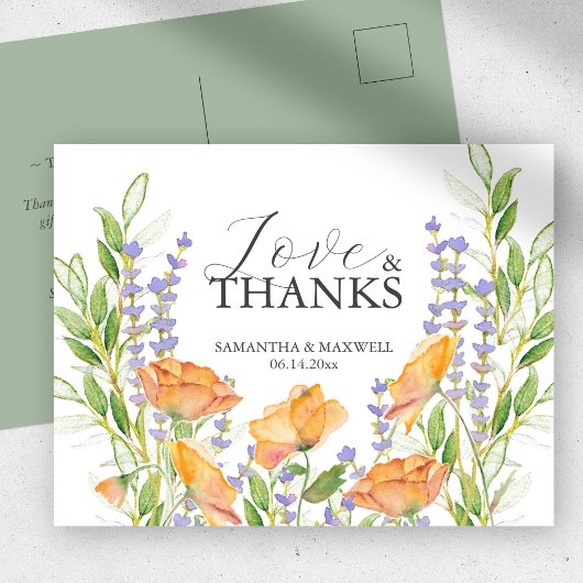 Danke, dass Sie Card Watercolor-Wildblumen Postkarte