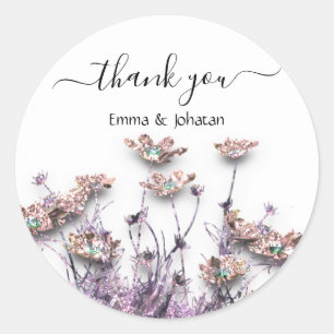 Danke, dass Sie den 16. Bridal Meadow Rose Glitzer Runder Aufkleber
