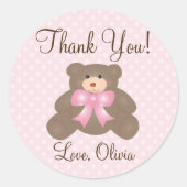 Danke, dass Sie die Teddy Bear Girl Babydusche bek Runder Aufkleber (Vorderseite)